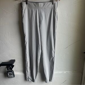Athleta Grey City Striped‎ Pull On Brooklyn Ankle Pants with Side Ribbing Sz 10
